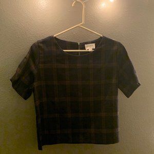 Plaid Top with Exposed Zipper